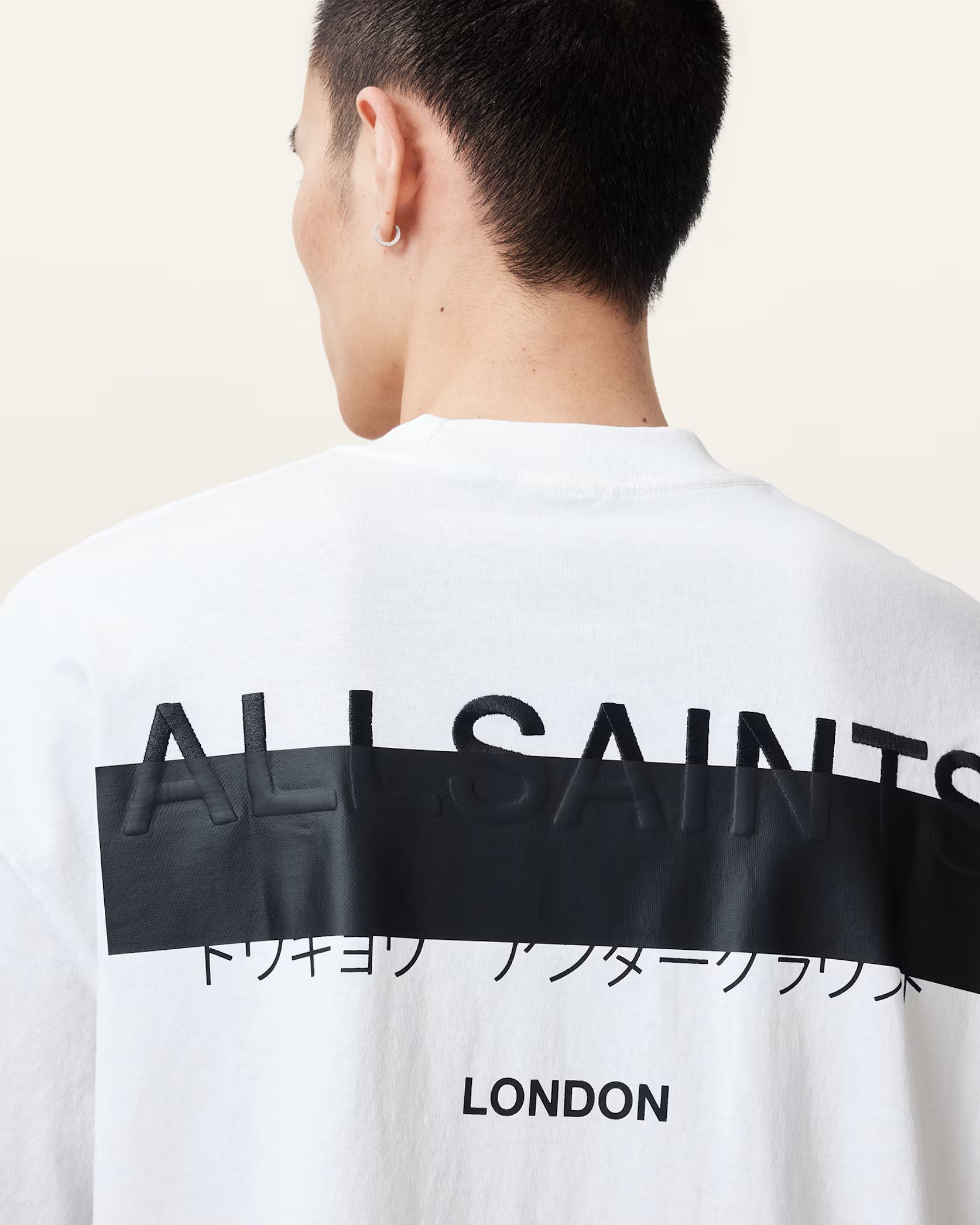 AllSaints Redact Oversized Embroidered Logo T-Shirt